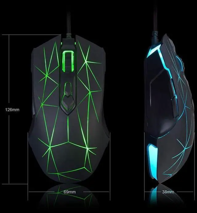 Alt view image 5 of 6 - Computer Accessories AJ52 7 RGB Backlit Modes Wired Professional E-Sports Gaming Mouse Adjustable DPI 750/1000/1250/1500/1750/2000/2500 White + Pattern/565