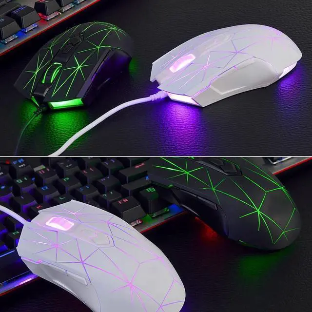 Alt view image 6 of 6 - Computer Accessories AJ52 7 RGB Backlit Modes Wired Professional E-Sports Gaming Mouse Adjustable DPI 750/1000/1250/1500/1750/2000/2500 White + Pattern/565