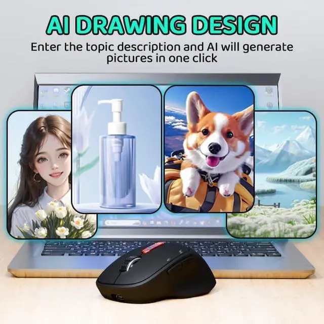 Alt view image 3 of 6 - M9-AI Intelligent Mouse, 1200-2400Dpi, Language Typing Translation, 10m Bluetooth Connection Distance, Low Latency, Screenshot Translation