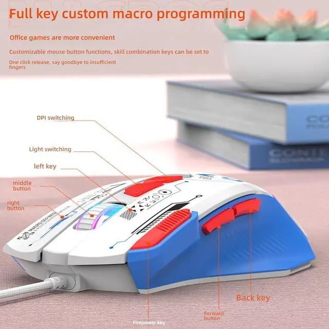 Alt view image 4 of 7 - G7 Gaming Mouse, RGB Backlit, 12800 DPI, 1000Hz Polling Rate, Programmable Buttons (G7-Mecha White)