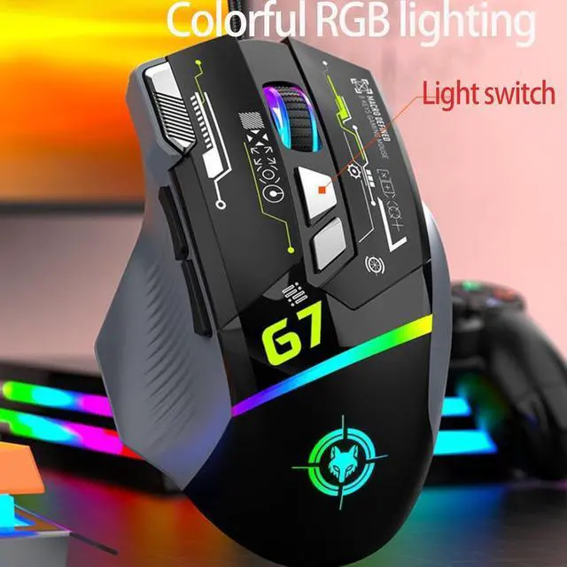 Alt view image 5 of 7 - G7 Gaming Mouse, RGB Backlit, 12800 DPI, 1000Hz Polling Rate, Programmable Buttons (G7-Mecha White)