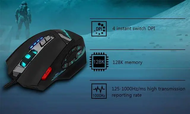 Alt view image 4 of 7 - Computer Accessories C-12 Wired USB Optical Gaming Mouse 12 Programmable Buttons Computer Game Mouse 4 Adjustable DPI 7 LED Light for Game Player/567