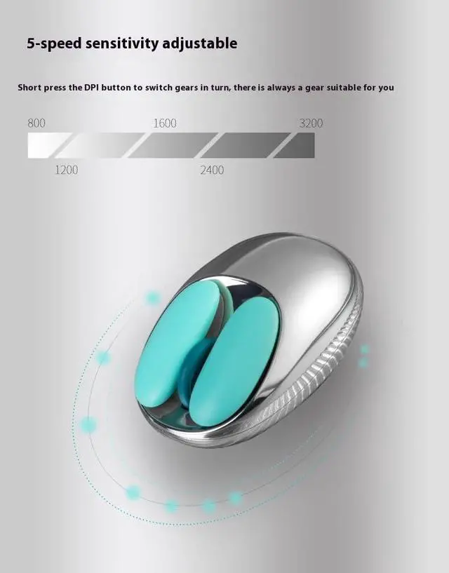 Alt view image 4 of 6 - Bluetooth Wireless Mouse  3600 DPI, Silent Click, Dual Mode (Bluetooth/2.4G), Magnetic Nail Customization, Electroplated Design, for Mac/Windows/Android