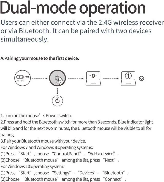 Alt view image 3 of 7 - F-26C Wireless Ergonomic Mouse, Bluetooth & 2.4G, 730mah Large Capacity BatteryOLED Display, Adjustable DPI, LED Backlight, Rechargeable, Gray