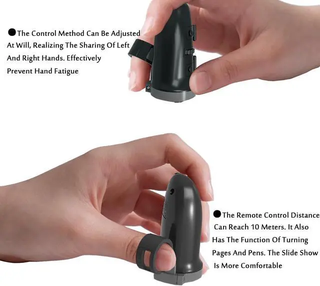 Alt view image 2 of 7 - Wireless Finger Mouse, Wearable Remote Mice PPT Slides Presenter, Rechargeable Lazy Finger Rings Mouse, Adjustable Control Mode, 360° Rotation,Compatible Mac/Windows,Black