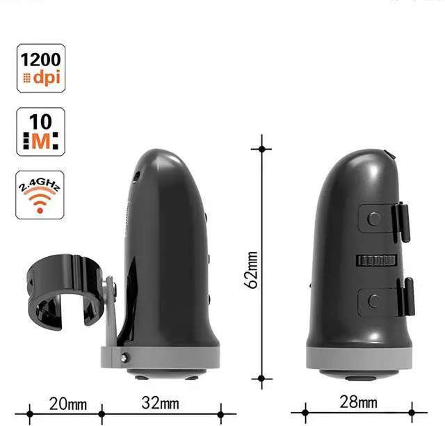 Alt view image 4 of 7 - Wireless Finger Mouse, Wearable Remote Mice PPT Slides Presenter, Rechargeable Lazy Finger Rings Mouse, Adjustable Control Mode, 360° Rotation,Compatible Mac/Windows,Black