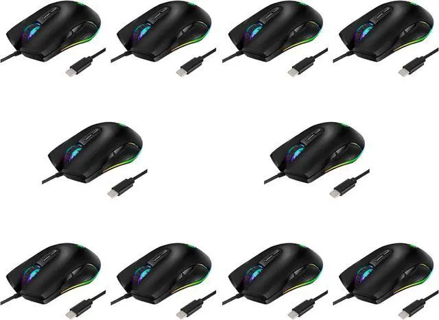Main image of 10X USB C Mouse Type C Ergonomic Wired Mouse RGB Gaming Mouse Optical Mouse