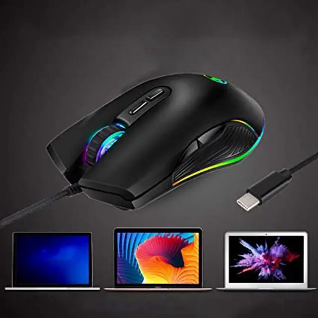Alt view image 5 of 7 - 10X USB C Mouse Type C Ergonomic Wired Mouse RGB Gaming Mouse Optical Mouse