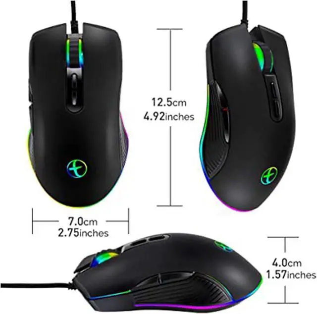 Alt view image 7 of 7 - 10X USB C Mouse Type C Ergonomic Wired Mouse RGB Gaming Mouse Optical Mouse