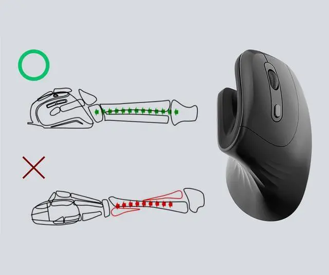 Alt view image 6 of 7 - Ergonomic Mouse Wired Vertical Mouse 6 Buttons 800?1200?2400?3200 dpi Optical Vertical Mouse USB Rechargeable Mouse/148