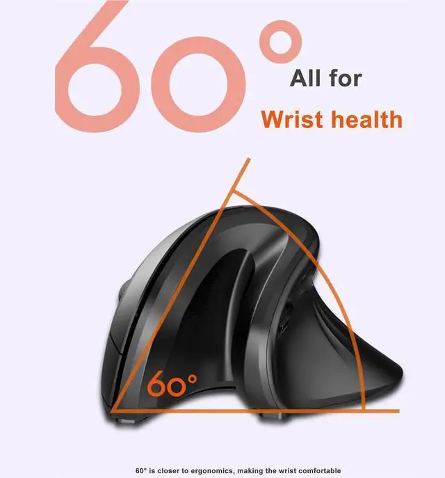 Alt view image 7 of 7 - Ergonomic Mouse Wired Vertical Mouse 6 Buttons 800?1200?2400?3200 dpi Optical Vertical Mouse USB Rechargeable Mouse/148