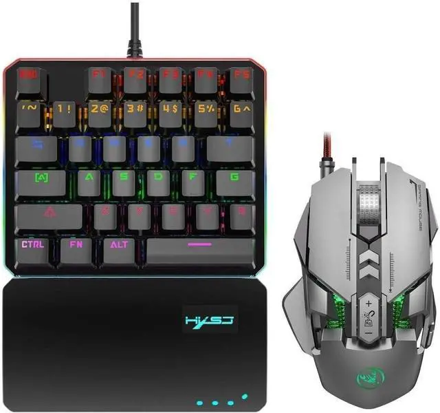 Main image of One Handed Mechanical and Programmable Mouse Combo USB Wired Gaming Keypad and LED Backlit Mouse for LOL/PUBG/Wow/Dota/OW