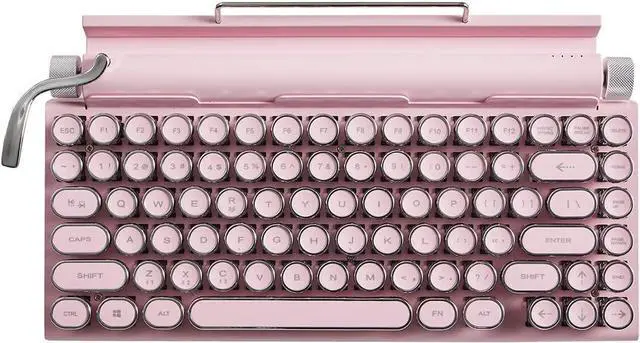 Main image of Vintage Typewriter,Type Writer, Bluetooth Wireless Mechanical Keyboard, Multi Devices Connection for PC/MAC/Laptop/Tablet/Phone,Woodcolor(Color:Pink)