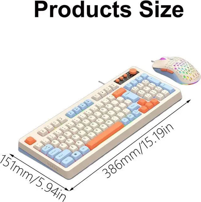 Alt view image 4 of 7 - Backlits Gaming Keyboard Mouse, Ergonomic USB Wire Keyboard USB Cable for PC Computer Wire Connection Keyboard
