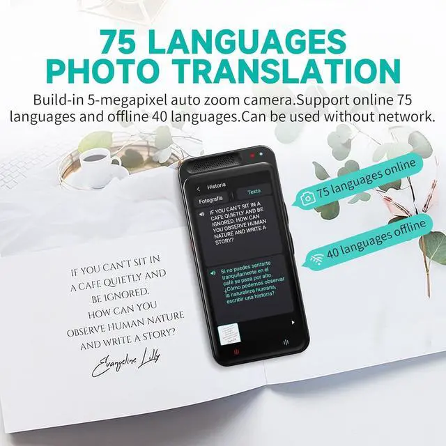 Alt view image 4 of 7 - Language Translator Device, VORMOR ChatGpt Ai Translator, Spainish English Two Way Real-Time Voice Translation, Support 138 Languages, Offline&Recording&Photo Translation for Travel Business Learning