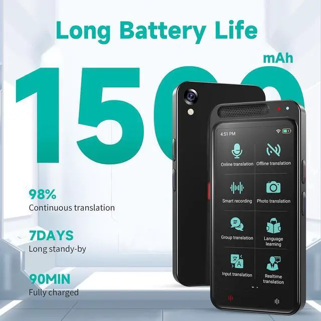 Alt view image 7 of 7 - Language Translator Device, VORMOR ChatGpt Ai Translator, Spainish English Two Way Real-Time Voice Translation, Support 138 Languages, Offline&Recording&Photo Translation for Travel Business Learning