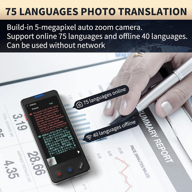 Alt view image 3 of 6 - AI Language Translator Device, 2026 Upgraded VORMOR Translator No WiFi Needed, Support ChatGPT, Instant Two-Way 150 Languages Translation, Offline/Photo Translation for Business Travel