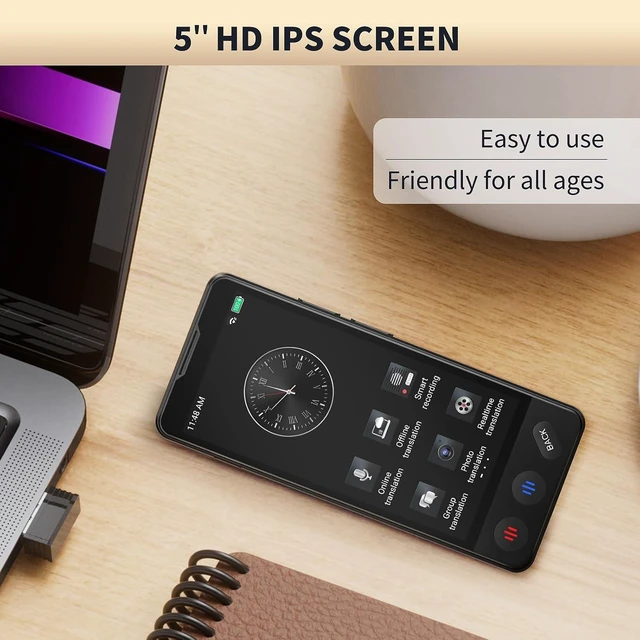 Alt view image 5 of 6 - AI Language Translator Device, 2026 Upgraded VORMOR Translator No WiFi Needed, Support ChatGPT, Instant Two-Way 150 Languages Translation, Offline/Photo Translation for Business Travel