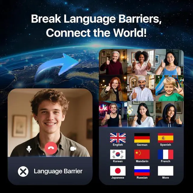 Alt view image 3 of 6 - AI Translation Earbuds: OWS 3-in-1 Translator Earphones 144 Languages & Accents & 8 Offline Translation Packs HD Sound Quality Long Battery Life, Ideal for Travel & Business, Black