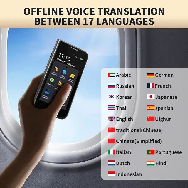 Alt view image 5 of 7 - Language Translator Device No Wifi Needed, High-end Upgraded Ai Translator, Offline Real-Time Voice Spainish Translation, Support 150 Languages, Recording&Photo Premium Translation Device for Business
