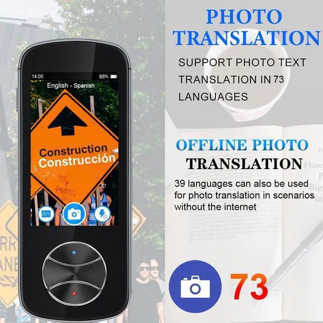 Alt view image 4 of 6 - Language Translator Device No WiFi Needed, Upgraded Language Translator Two Way with 137+ Languages, Voice Translator with WiFi/Offline/Photo Support for Travel Business Learning