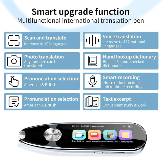 Alt view image 4 of 7 - Translator Pen, Reader Pen 112 Languages OCR Digital Scanning Translation Pen Text-to-Speech Device, Reader Pen for Dyslexia, Text Excerpt, Photo Translation, Dictionay Pen for Students Adults