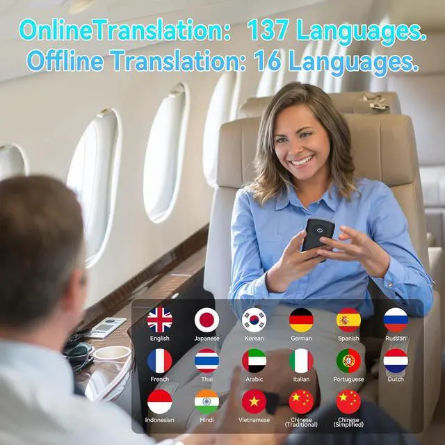 Alt view image 3 of 6 - AI Language Translator Device with 137 Languages,Portable Traductor,Two-Way Translation, Accuracy Instant Translating Device for Travel Business Study-Grey