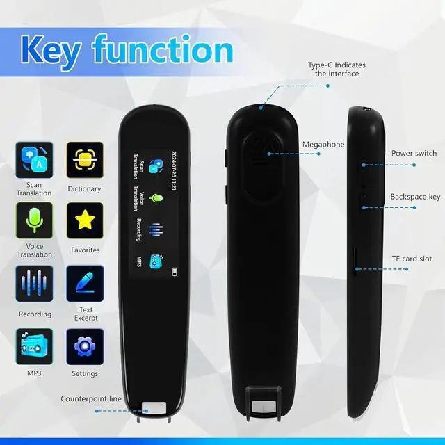 Alt view image 6 of 7 - Scan Reader Pen, Scan Translator Pen with 112 Langage, 2.23" Digital Text to Sp Device, Reading Pen for Dyslexia, Instant Voice Translator for Learning Travel and Business Communications