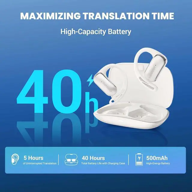 Alt view image 3 of 6 - AI Translation Earbuds Real-Time 3-in-1 Language Translator Earbuds 144 Languages & Accents,Open-Ear Design Fit iOS & Android for Travel Business Learning(AF56 White Online)
