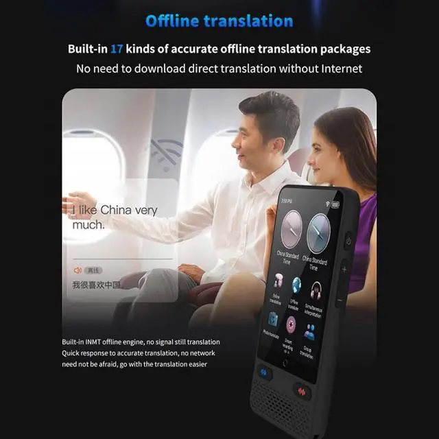 Alt view image 5 of 7 - Language Translator Device, Instant Two Way Translator Device with 138 Languages, Support Offline, Simultaneous Translation, Voice Translator for Travel, Business