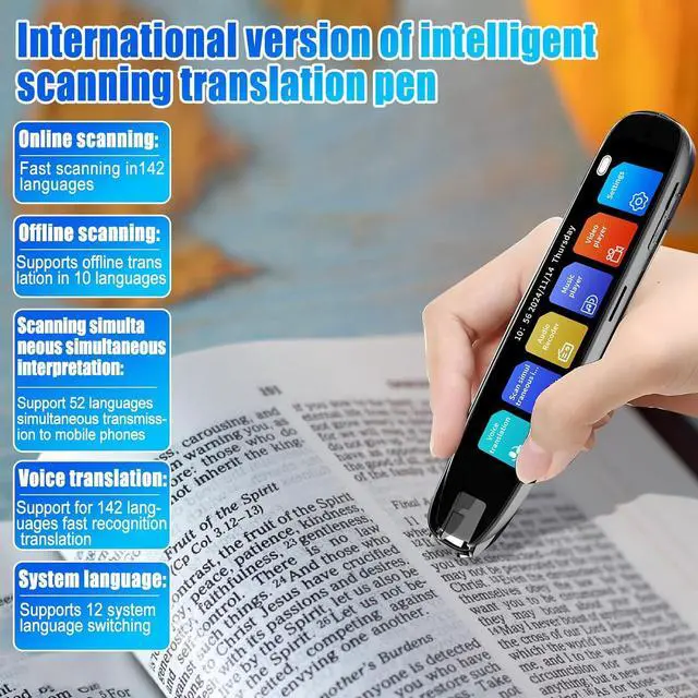 Alt view image 3 of 7 - Scan Translator Pen for Dyslexia, 142 Online & 10 Offline Language Scan Reader Pen, Real-Time Scan Translator Pen Voice Translator Pen for Students