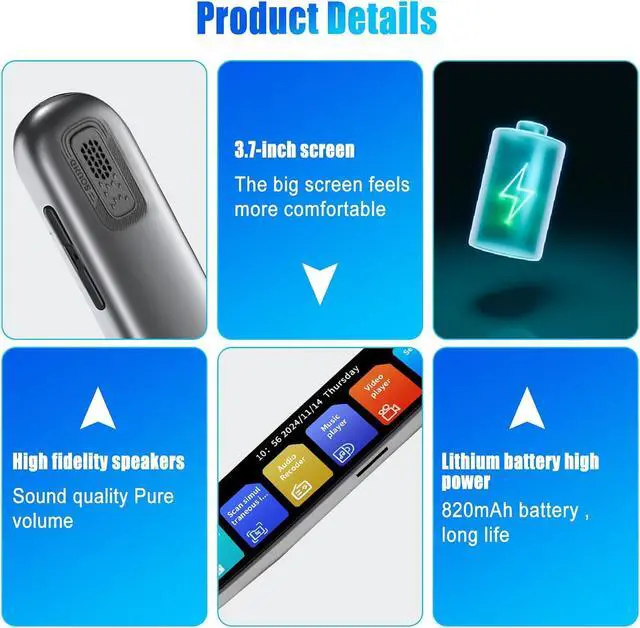 Alt view image 7 of 7 - Scan Translator Pen for Dyslexia, 142 Online & 10 Offline Language Scan Reader Pen, Real-Time Scan Translator Pen Voice Translator Pen for Students