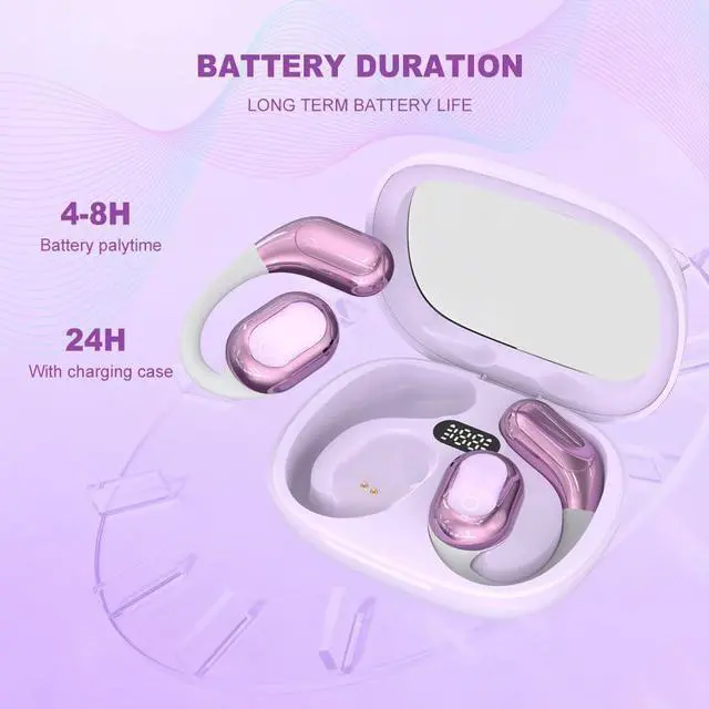 Alt view image 4 of 7 - 2025 New 4 in 1 AI Language Translator Earbuds, Upgrade Bluetooth Translating Ear Buds in Real Time, 144 Languages and Accents Translation Earbuds Over-Ear for Travel Business Learning (Purple)