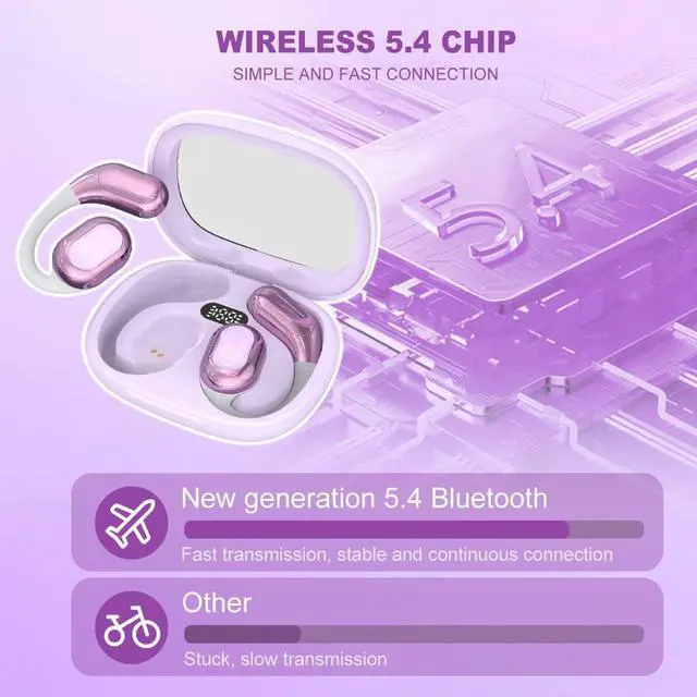 Alt view image 6 of 7 - 2025 New 4 in 1 AI Language Translator Earbuds, Upgrade Bluetooth Translating Ear Buds in Real Time, 144 Languages and Accents Translation Earbuds Over-Ear for Travel Business Learning (Purple)