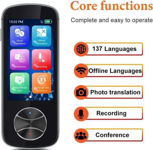 Alt view image 6 of 6 - Language Translator Device No WiFi Needed, Upgraded Language Translator Two Way with 137+ Languages, Voice Translator with WiFi/Offline/Photo Support for Travel Business Learning