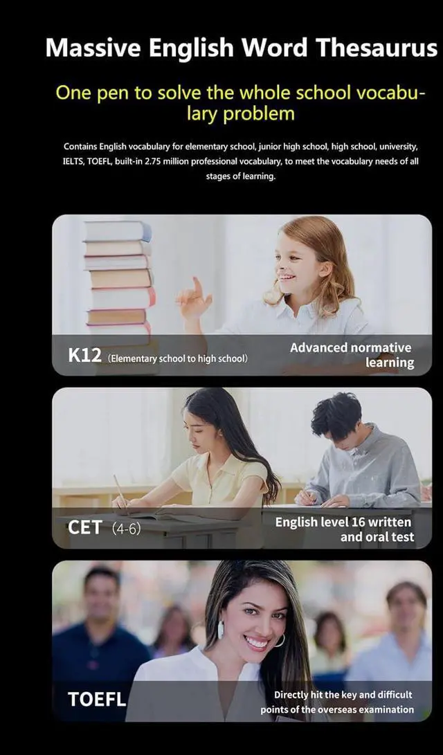 Alt view image 3 of 7 - Scan Reading Pen, 142 Languages Voice Translation Smart Scan Reader Pen, Text to Speech Device Translator Pen, OCR Digital Instant Voice Translator for Study, Travel, Business