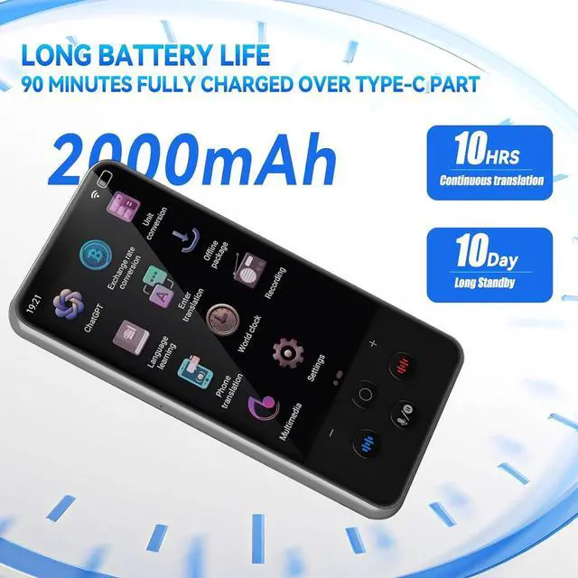 Alt view image 2 of 7 - Portable Translator Device 138 Languages, 2000 mAh Instant Translator Device Fast Response with 4" Touchsn, Offline 17 Languages and 40 Photo Translation for Business Travel Learning