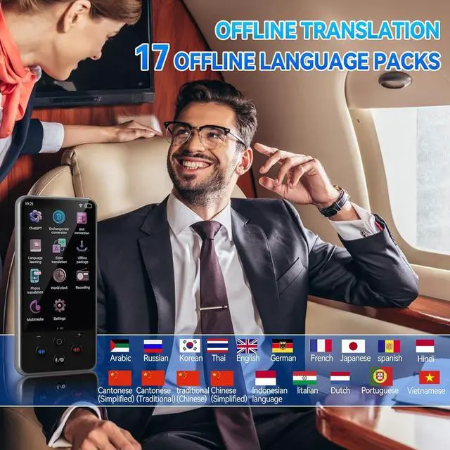 Alt view image 7 of 7 - Portable Translator Device 138 Languages, 2000 mAh Instant Translator Device Fast Response with 4" Touchsn, Offline 17 Languages and 40 Photo Translation for Business Travel Learning