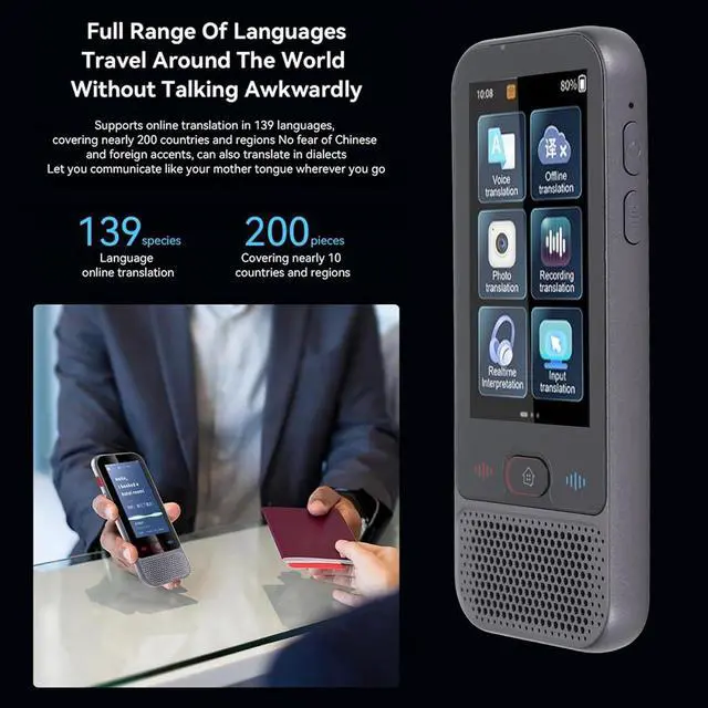 Alt view image 5 of 7 - Language Translator Device, Instant Two Way Translator Device with 139 Languages, Support Offline Translation, Simultaneous Translation Device for Travel
