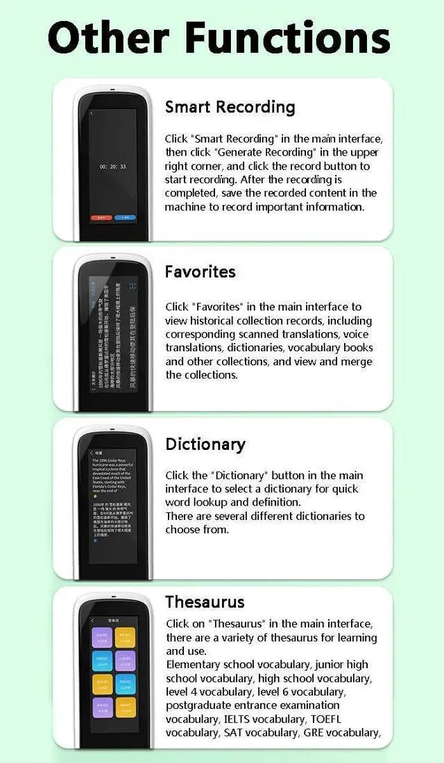 Alt view image 7 of 7 - Portable Instant Language Translator | Translation Reading Pen | Scan Text and Translate | Smart Scanning Dictionary Pen | Offline WiFi 113 Language,
