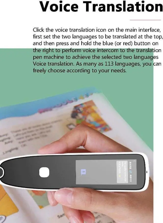Alt view image 2 of 7 - Portable Instant Language Translator | Translation Reading Pen | Scan Text and Translate | Smart Scanning Dictionary Pen | Offline WiFi 113 Language,