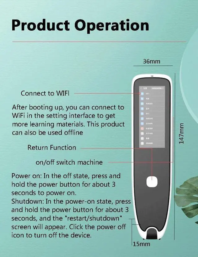 Alt view image 6 of 7 - Portable Instant Language Translator | Translation Reading Pen | Scan Text and Translate | Smart Scanning Dictionary Pen | Offline WiFi 113 Language,
