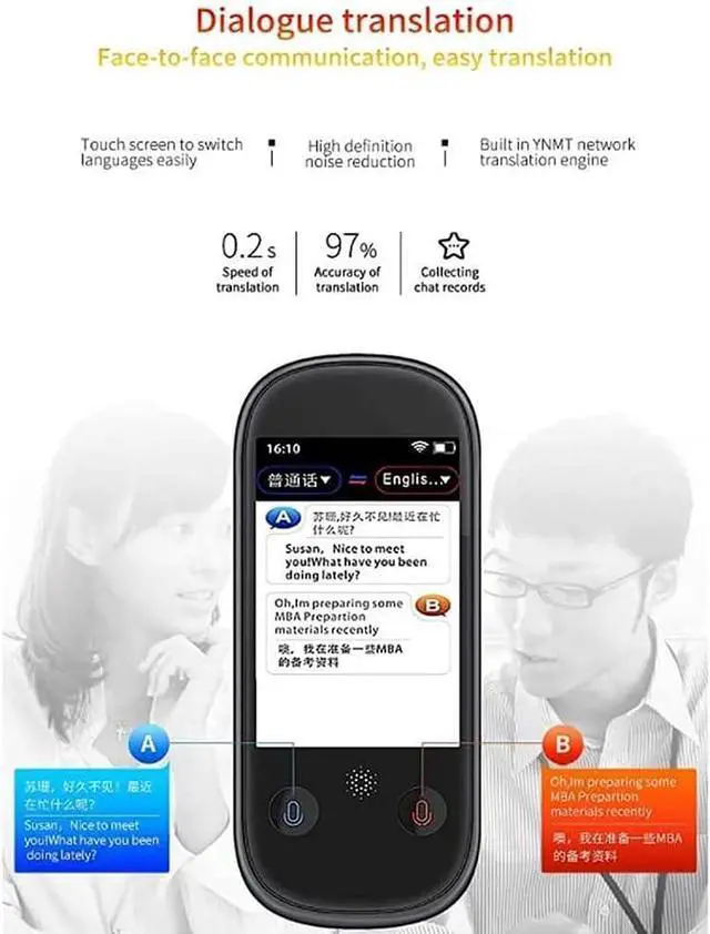 Alt view image 3 of 6 - Language Translator Device,Two-Way Language Interpreter 3.0Inch Touch Screen WiFi/Hotspot/Supports 117 Languages for 200+ Countries Learning Travelling Business Independence