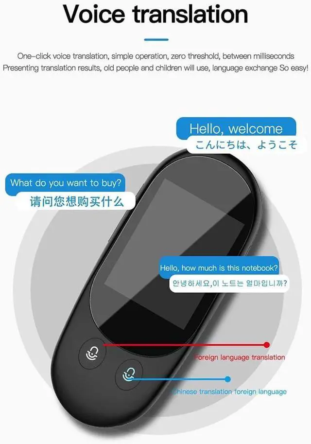 Alt view image 7 of 7 - Portable Translation Device 2.4 Inch Touch Screen Instant translate Device Photo Scanning Translator Support WiFi Offline Needed