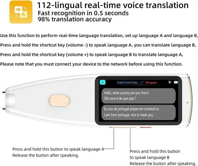 Alt view image 7 of 7 - Language Translator Device Scanning Translation Reading Pen | Scan Text and Translate | Speak and Translate | Wi-FiMultilingual Dictionary Pen,