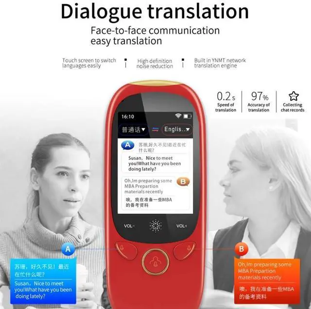 Alt view image 6 of 6 - Instant Voice Language Translator Device, Mini Handheld Two Way WiFi Translator, Support Multi- Languages, for Learning Travel Business,Red