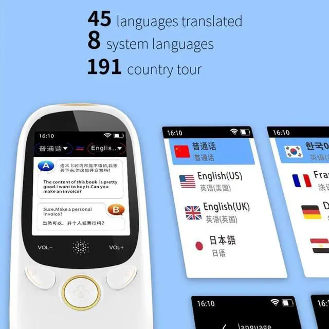 Alt view image 5 of 6 - Instant Voice Language Translator Device, Mini Handheld Two Way WiFi Translator, Support Multi- Languages, for Learning Travel Business,Red