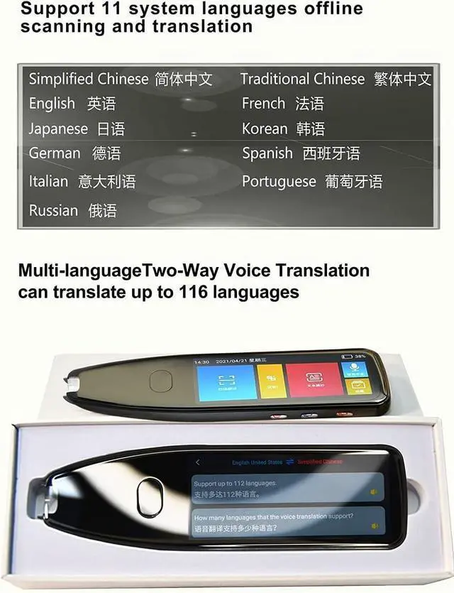 Alt view image 3 of 7 - Translation Pen Reader Translation Device scanning Dictionary Pen rts Offline WiFi 116 Languages Electronic Dictionary Learning Work