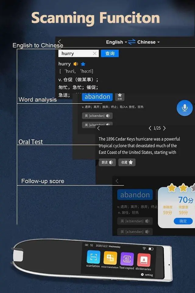 Alt view image 4 of 7 - Smart Voice Scan Translator Pen| 111 Language Translate Pen | Voice Translation Reading Pen| 11 Languages Offline Dictionary Pen| Voice and Scan to Translate Needed Efficency Needed Hopeful