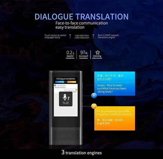 Alt view image 6 of 6 - Fly 3.0 AI Translator Portable Voice Device Smart Business Travel Arabic Learning 117 Languages Translation Machine Needed Happy Gift